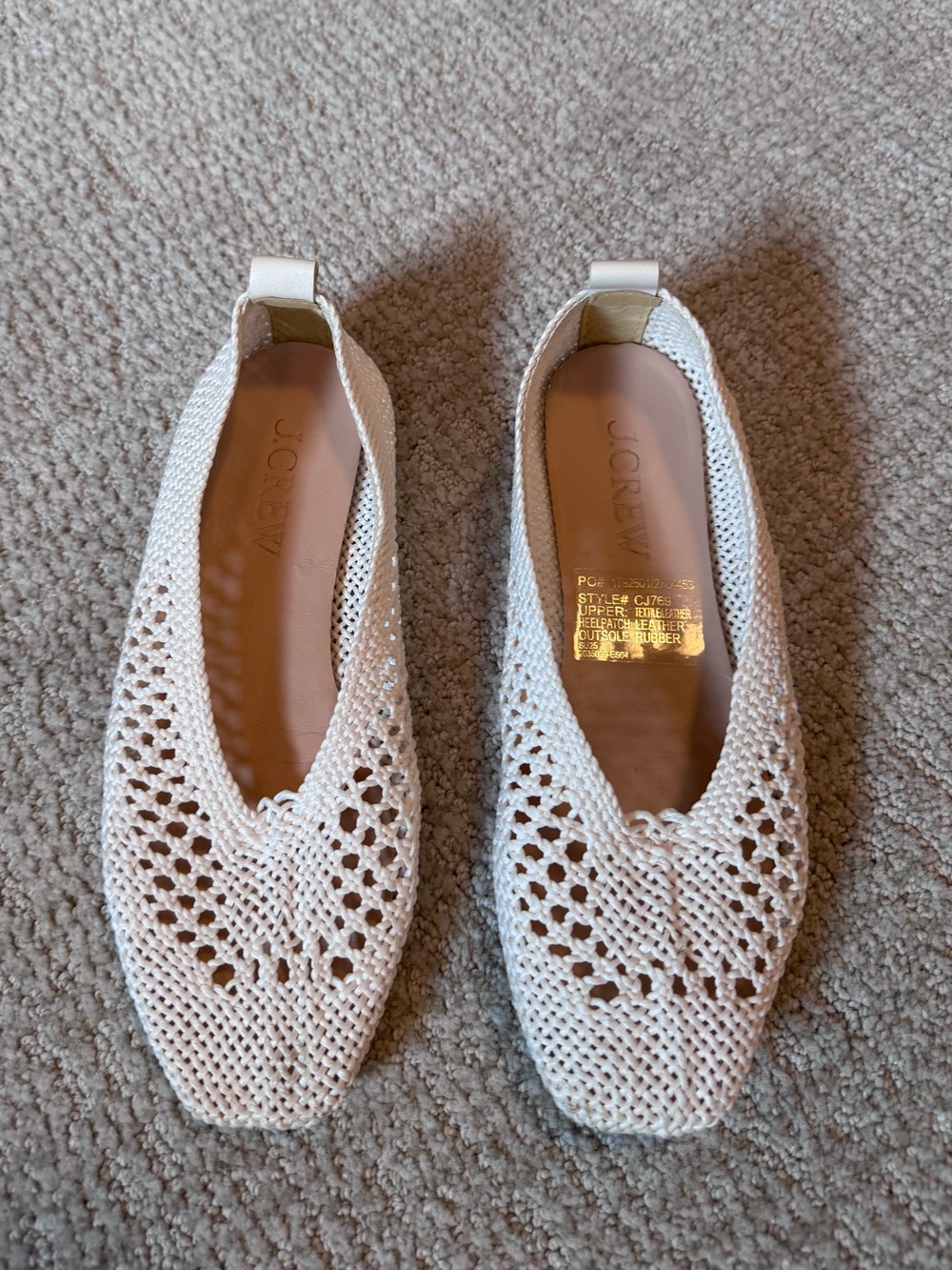J.Crew Square-Toe Crochet Ballet Flats